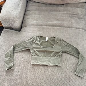 Stylish Olive Ribbed Crop Top